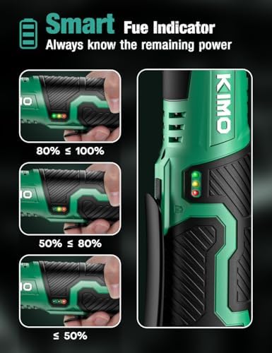 KIMO Extended Cordless Ratchet Wrench 3/8" Set, 400RPM 40Ft-Lbs 4-Inch Long Neck Electric Ratchet Wrench w/Variable Speed, 7 Sockets & 1/4" Adapter, 12V Power Ratchet Wrenches w/ 2x2.0 Ah Batteries