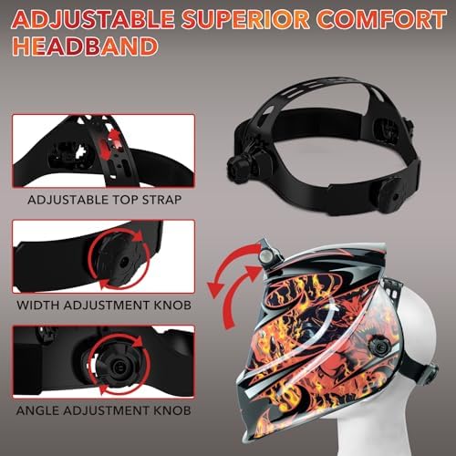 Large Viewing Welding Helmet Auto Darkening Welding Hood with Light