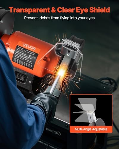 VEVOR Bench Grinder, 8-inch Single Speed, 3450RPM High-Speed Table Grinders with 550W 4.5A 3/4Hp Induction Motor, 36/60-Grit Grinding Wheel & Adjustable Eye Shield for Fast Sharpening Grinding