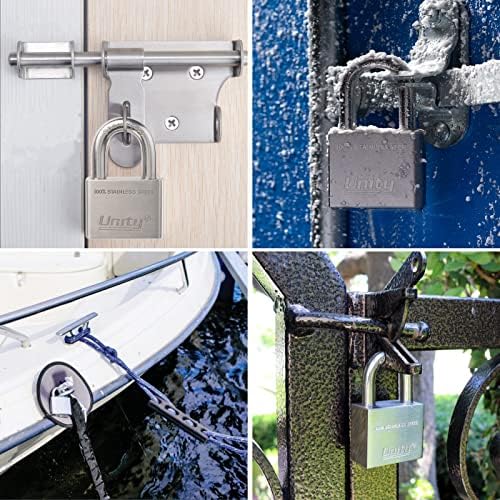 Unity Marine Padlock Keyed Alike 100% Stainless Steel Weatherproof for Sea, Boat, Port, Gate, Anti-Pick (5, 40mm)