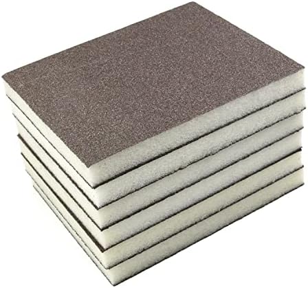 Utoolmart Sanding Sponge Sanding Blocks, 100 Grit Wet Dry Sandpaper Sponge, Washable and Reusable Sand Sponge Kit, for Kitchen Cookware Cleaning and Rust Removal of Rusted Metal, Grey, 12 Pcs