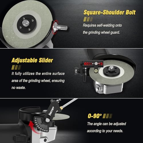 3mirrors 0°-90° Adjustable Tungsten Electrode Sharpener for 4.5" Grinder