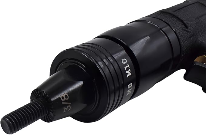 Pneumatic Rivet Nut Gun Air Rivet Nut Pull Setter Riveting Fastening Tool 1/4 5/16 3/8 Riveting Mandrels Quick Change Locking Nozzle Bolts Adapter Drill For Air Rivet Nut Insert Installation Tool