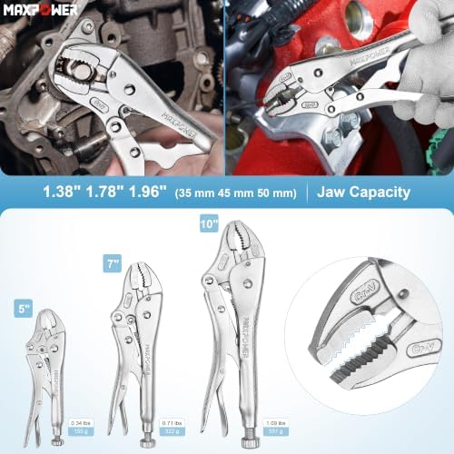 MAXPOWER 11-Piece Locking Pliers Set for Welding Fabrications with Tool Bag