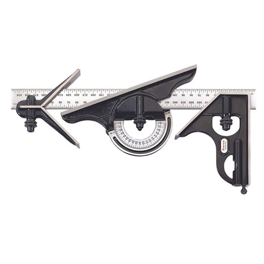Starrett Combination Set with Square, Center and Reversible Protractor Head and Blade - 300mm Blade Length, Forged and Hardened Steel, 35 Graduation Type - C434M-300