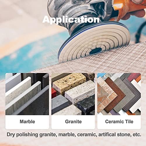 Dry Diamond Polishing Pads - 8pcs 4 inch (#50x3,#100x2,#200x1,#400x1,#800x1) Sanding Pads Kit for Granite Marble Ceramic Used on Angle Grinder or Polisher