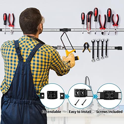4 Pieces 18" Magnetic Tool Holder Strip, Stainless Steel Surface Tool Magnet Bar, Metal Tool Organizer Rack for Garage Organization, Easy To Install in Workshop, Mounting Screws Included