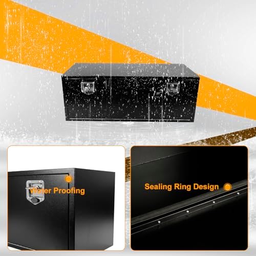 48 Inch Underbody Truck Box Steel Storage Tool Box,48 x 18 x 18 Tool Chest Organizer w/Lock and Keys For Pickup,Truck Bed, RV, Trailer,Heavy Duty Waterproof Black box