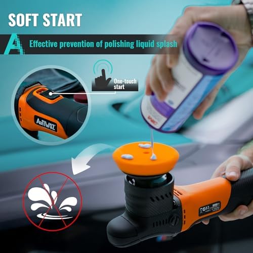 AUTIWOZ Mini 2/3inch Car Buffer Polisher, 12mm Random Orbital DA Kit
