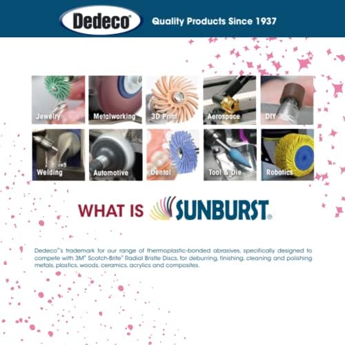 Dedeco Sunburst Radial Bristle Discs 48-Pack - 5/8" Curved - Pink 600 Grit (Fine, Pumice) - Aluminum Oxide for Polishing & Finishing