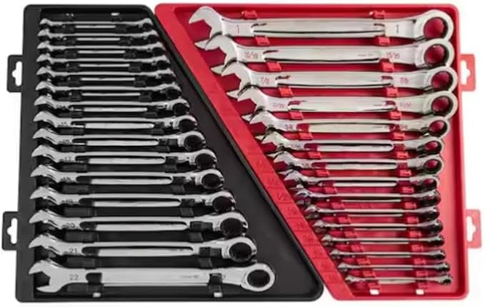 For Milwaukee 48-22-9416-48-22-9516 Metric Combination Ratcheting Wrench Mechanics Tool Set (30-Piece)