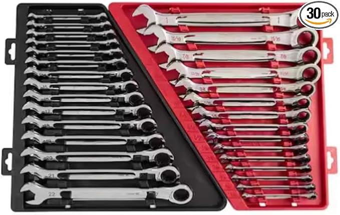 For Milwaukee 48-22-9416-48-22-9516 Metric Combination Ratcheting Wrench Mechanics Tool Set (30-Piece)