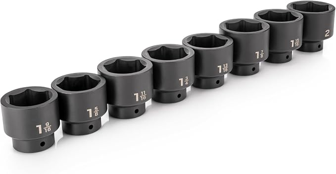 TEKTON 1/2 Inch Drive Impact Socket Set, 8-Piece | SID92004 | (1-9/16 - 2 in.), Shallow, 6-Point