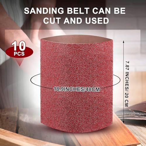 Demissle 10 Pack 8 x 19 Inch Floor Sanding Belt 36 Grit Heavy Duty Aluminum Oxide Cloth Sanding Belts Drum Floor Sander Sandpaper for Commercial and Residential Flooring