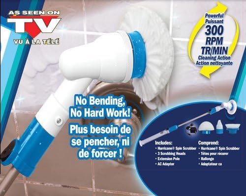 Hurricane Spin Scrubber Cordless Rechargeable Power Scrubber by BulbHead (1 Pack)