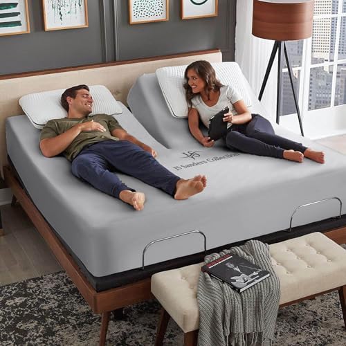 JS Sanders Collection Split Head Sheet Set 4PC Cal. King Size, Silver