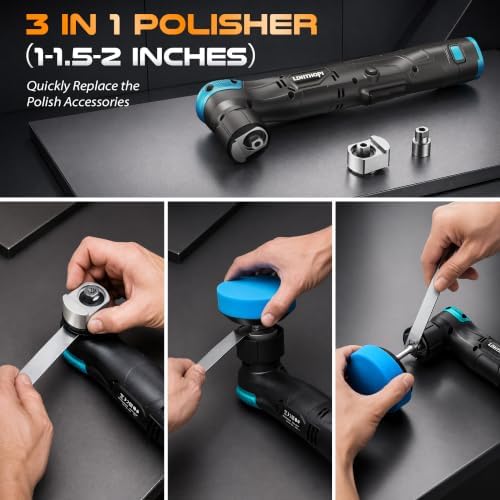 LDHTHOPI Cordless Mini Car Polisher, 12V, DA/RO 6-SPD 1000-5600RPM