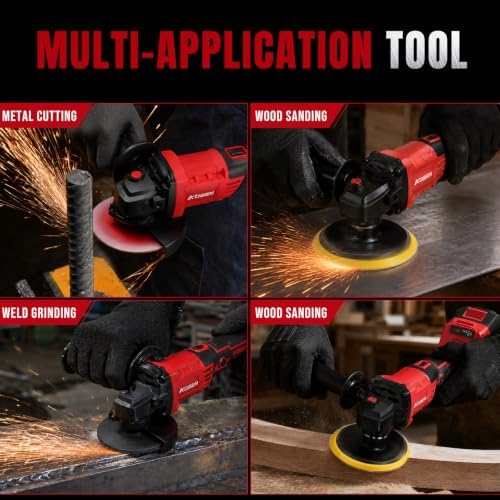 AOBEN 21V Cordless Angle Grinder 4-1/2 Inch, 6-Speed Power Brushless Cut Off Tool Kit, Lock-On Switch, with 2x4.0Ah Battery & Charger, for Metal Cutting, Grinding, Polishing