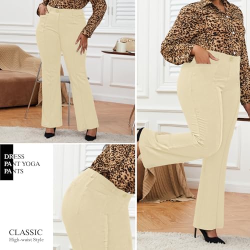 DGD Wrinkle-Free Stretch Dress Pants Plus Size for Women Pull-on Pant Ease into Comfort Office Pant