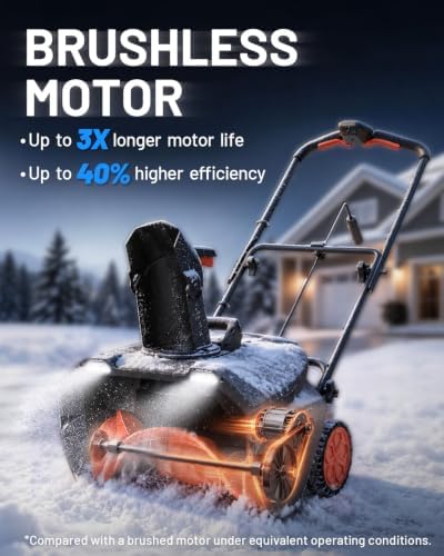 Litheli 40V 21-Inch Brushless Cordless Snow Blower with 2 x 5.0Ah