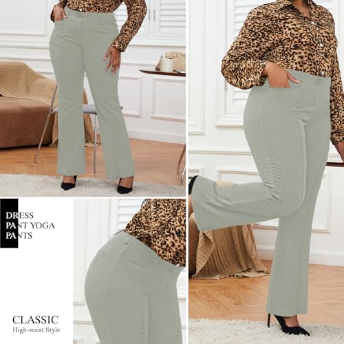 DGD Wrinkle-Free Stretch Dress Pants Plus Size for Women Pull-on Pant Ease into Comfort Office Pant