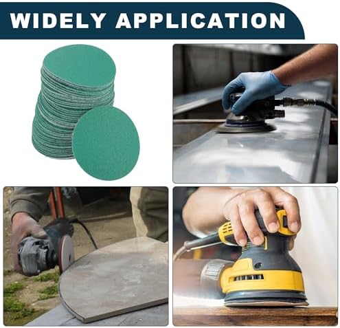 Car Sanding Discs 2inch 120 Grit Abrasion Resistance | Round Hook and Loop Sandpaper Green 50 Pcs