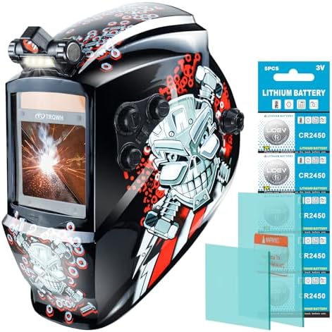 TRQWH Welding Helmet Auto Darkening Large Viewing True Color Solar Powered Welding Mask with 4 Arc Sensor Adjustable Wide Shade Range 4~5-8/9-13 Welder Mask with Grinding