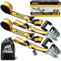 XSTRAP STANDARD 2 Pack 1.5" x 16Ft Ratchet Tie Down Straps w/Double J Hook | 3,300 lb Break Strength, Heavy Duty Tie Down Straps for ATV, UTV, Truck, Motorcycle & Cargo Hauling, , Kayak, Trailer, Yellow