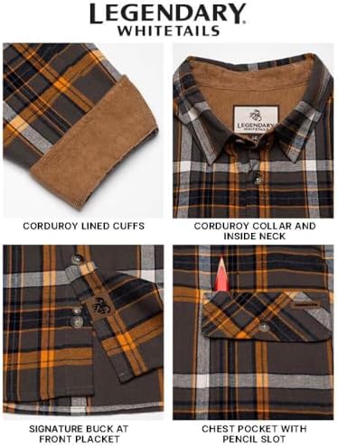 Legendary Whitetails Mens Flannel Long Sleeve Button Down 100% Cotton Shirt