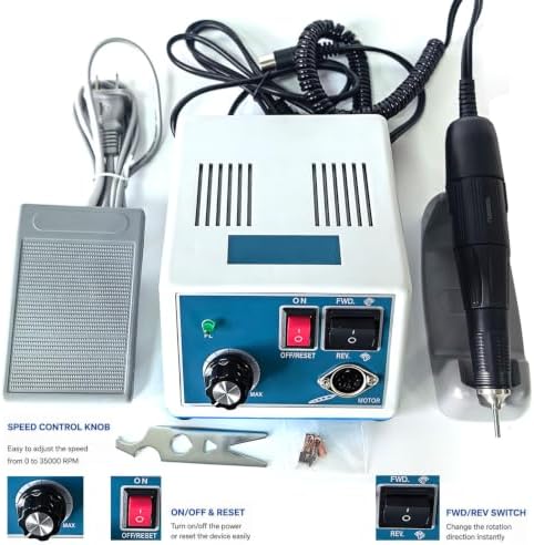 35,000RPM Electric Micromotor Rotary Tool Kit with Handpiece & Foot Pedal, Precision Engraving and Polishing Machine for Jewelry Carving, Nail Art, Woodworking & DIY Crafts