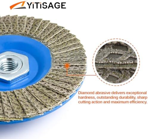 4.5" Diamond Flap Disc,Plastic Back Grinding Wheel for Marble,Ceramics,Sander Tile,Stone,Glass,Concrete(Grit 60-1pc)