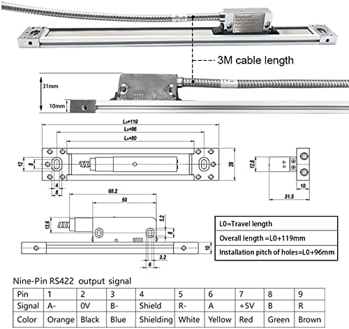 Magnetic Scale DRO 370MM (14") 420mm(16") 5 Micron 0.005mm IP67 Sealing Protection 2 Axis DRO Lathe Digital Readout for Wooden Working Lathe Milling Machine Tools