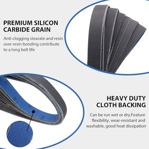Taokyid 1x42 Inch Sanding Belts, 120 240 400 600 800 1000 Grit, 18 Pack
