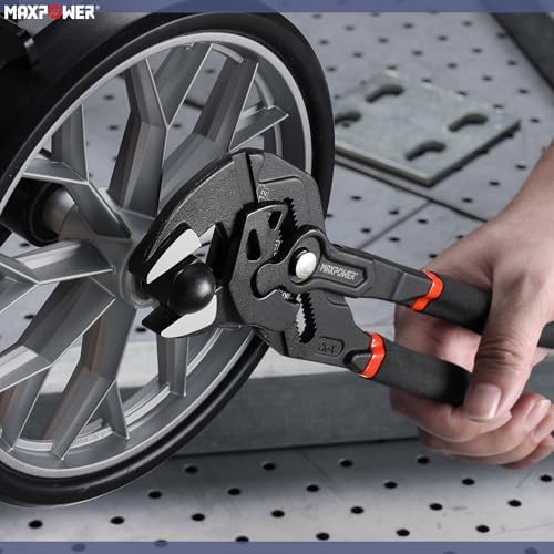 MAXPOWER 3-Pc Pliers Wrench Set, 7" 10" 12", Smooth Jaw, Push-Button Adjust