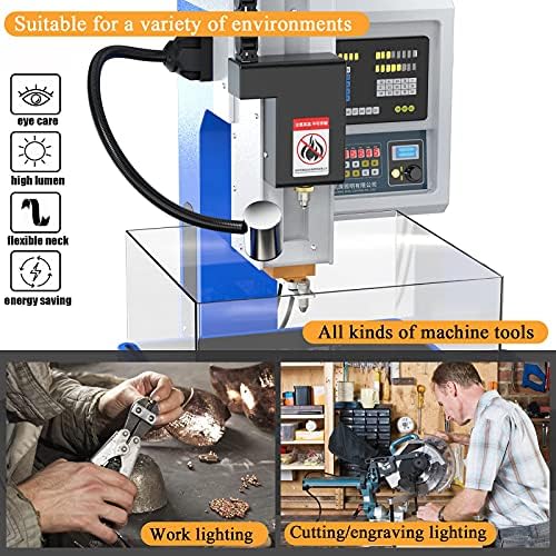 Led Machine Work Light, IP65 Water Proof 23in Flexible Gooseneck Lamp 900 Lumens 120 Volt for Lathe Milling Drill Press Industrial Lighting, Install With Screws