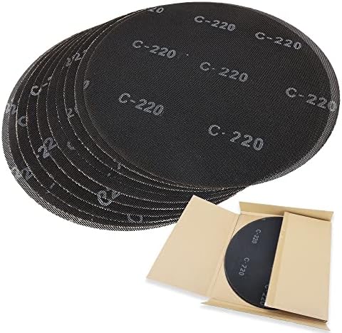 HUAALIUCHE 17" Sanding Screen Discs - Mesh Floor Sanding Screen - Black Silicon Carbide - for Wood Floors (10 Pack, 220 Grit)