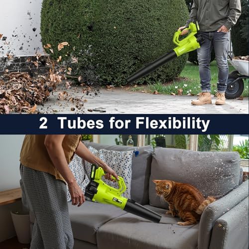 Leaf Blower Cordless with 2 Battery and Charger, Electric Powerful Blower