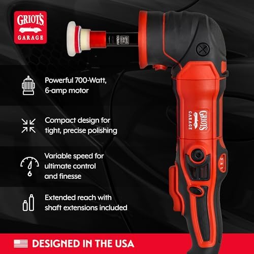 Griot's Garage 10918 GR3 Mini Rotary Polisher, 700 W, 3 in Backing Plates
