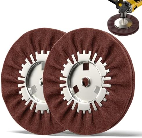 8" Non-Woven Airway Satin Buffing Wheel, 2 PCS Hard Polishing Wheel for Angle Grinder, Ideal for Sanding & Polishing Aluminum, Stainless Steel (5/8" Arbor Hole)