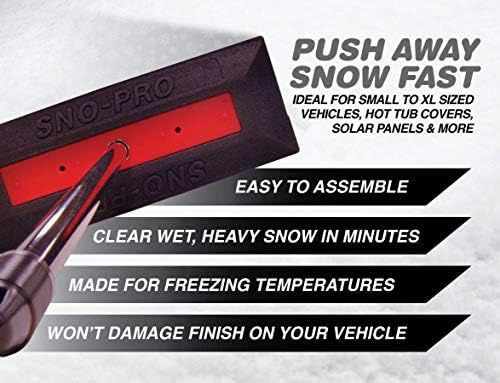 SNOBRUM SNO Pro, 48 Inch Handle - Professional Grade Vehicle Snow Broom and Snow Remover for Cars and Trucks - Made in The USA, Push-Broom Design - Non-Scratch Automotive Snow Removal - 6 Pack