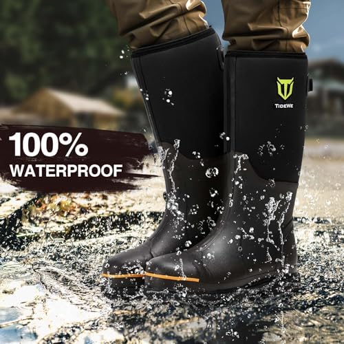 TIDEWE Rubber Work Boots for Men, Steel Toe & Shank, Waterproof Anti Slip
