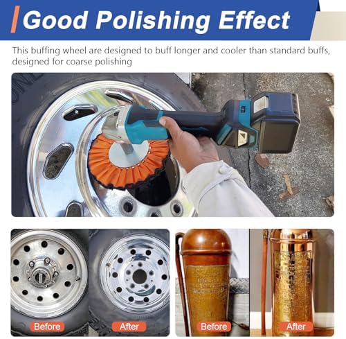 16ply Aluminum Buffing Wheels Kit 8pcs, 8" Airway Buffing Wheels for 5/8" Arbor Angle Grinder, with Polishing Compound 4pcs, for Metal Rim Rig Aluminum Brass