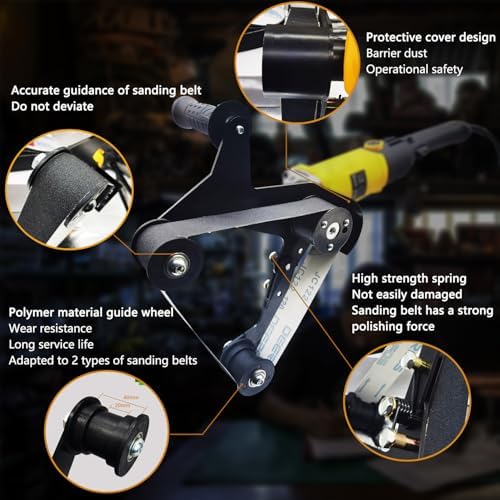 Belt Sander Adapter for Angle Grinder,Pipe Tube Polishing Sanding Attachment, US 5/8-11 Thread,Professional Polishing Tool for Rust Removal,Metal Working,Woodworking(30Pcs Sanding Belts).
