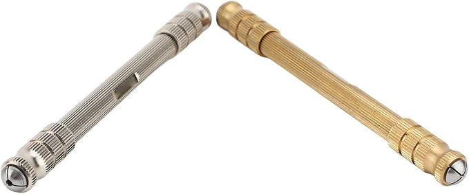 2pcs Pin Vise Hand Drill, Double Headed High Strength Watchmaker Tool, Detachable Design with 4 Interchangeable Chucks, Precision Metal Brass Hand Drill for Home Carving Clock Watc