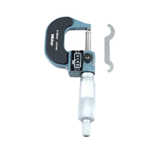 Mitutoyo 193-101 Digit Outside Micrometer, Ratchet Stop, 0-25mm Range, 0.01mm Graduation, +/-0.002mm Accuracy | Ratchet Stop, 0.01mm Graduation, +/-0.002mm Accuracy