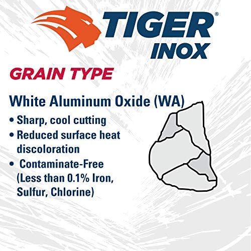 Weiler 58128 6" x 1/4" Tiger INOX Type 27 Grinding Wheel, INOX24R, 5/8"-11 Nut (Pack of 10)