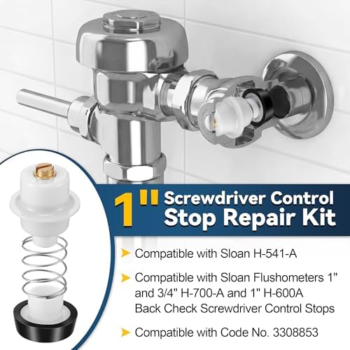Screwdriver Control Stop Repair Kit, Compatible with Sloan, Replacement Parts Compatible with Sloan Flushometers H-540, H-600 & H-700 Series Control Stops(6 Pack,1")