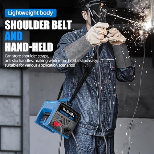 Cordless Welder Battery Powered Welding Machine With 2 Batteries, Portable MMA DC Welder Machine With LED Display Inverter Stick Welder(Blue)