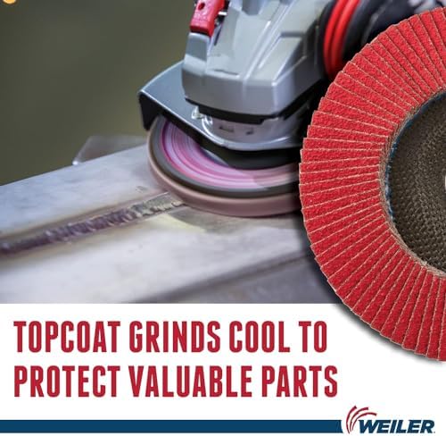 Weiler 50104 Saber Tooth 5/8"-11 Arbor, 4-1/2" Diameter, 36 Grit, Ceramic, Phenolic Backing, Angled Abrasive Flap Disc (Pack of 10)