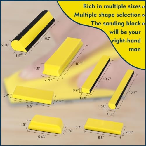 Werhoo 9Pcs Hand Sanding Block Set with 20 Sandpaper